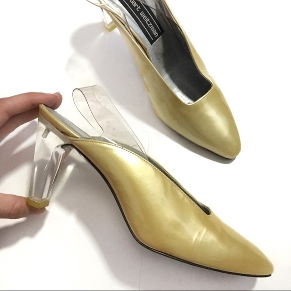 Stuart Weitzman Shoes - Stuart Weitzman Vinyl Kitten Heel Yellow Pearlized